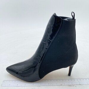 Black Women's Casual Patchwork Ankle Boots Kitten Heels Pointed Toe Winter Boot